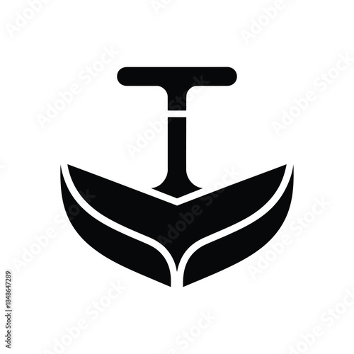 Minimalist Anchor Icon, Marine Symbol, Nautical, Shape Isolated on Transparent