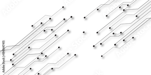 White circuit board technology background design .Dots and lines connection circuit design vector futuristic circuit board . components representing technology and innovation