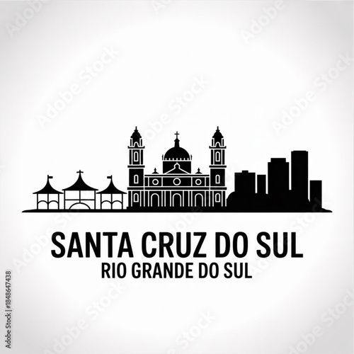 Santa Cruz do Sul Skyline Silhouette — A Tobacco-Heritage City of Southern Brazil Vector Illustration