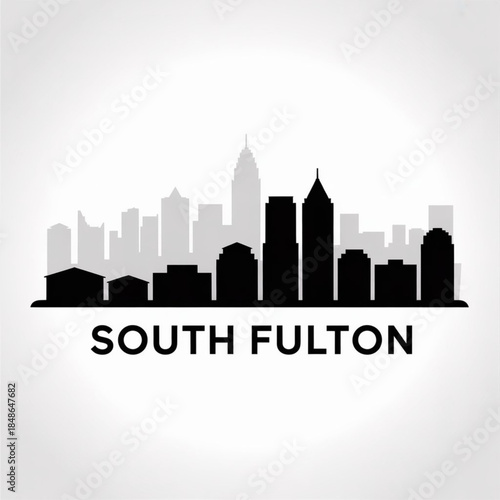 South Fulton Georgia Skyline Silhouette — A New and Expanding City of Metro Atlanta Vector Illustration