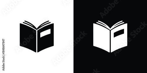 Open Book Silhouette Isolated on Transparent Background, Education Concept Design