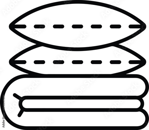 Icon of stacked pillows and folded blanket