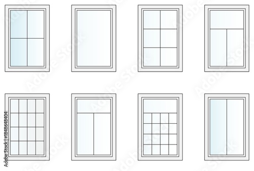 Window layout variations set architectural vector illustration design
