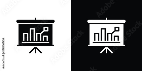 Presentation screen with graph on transparent background, finance data icon