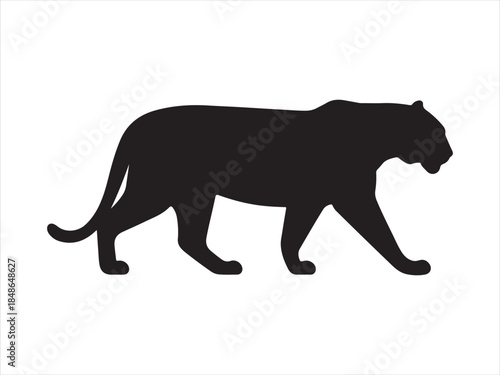 Simple Design of Silhouette of Tiger Walking Vector illustration