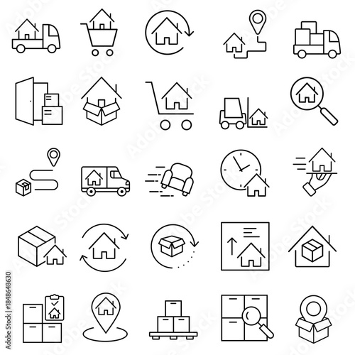 Relocation editable icon set. Moving services Illustration sign collection. Moving symbol. shipping logo.