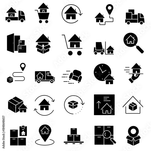Relocation editable icon set. Moving services Illustration sign collection. Moving symbol. shipping logo.