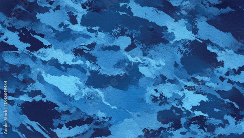 Abstract watercolor background featuring shades of blue and dark indigo