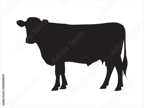 Silhouette cow livestock, farm logo. Cow graphic icon. Cow black silhouette vector isolated on white background. 
