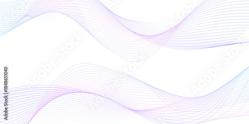 White wave curve lines banner background design. Abstract soft wave lines dynamic flowing purple and blue isolated background. Vector Illustration of the pink pattern of lines. stripes on white.