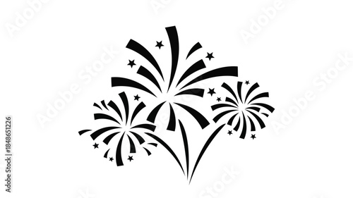 Celebratory fireworks display with starbursts and trails a striking silhouette