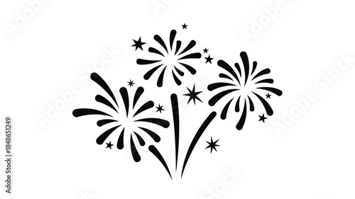 Celebratory fireworks display with sparkling stars a beautiful black silhouette
