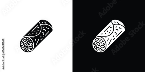 Burrito on Transparent Background, Rolled Wrap with Filling Icon