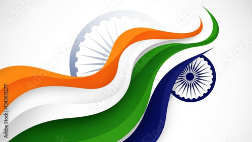 Indian Flag Abstract: An abstract representation of the Indian flag, the vibrant tri-color and Ashok Chakra, representing the nation's identity and spirit.