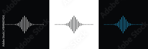 Sound wave icon in fill and three stroke sizes .Vector Illustration .EPS 10 .