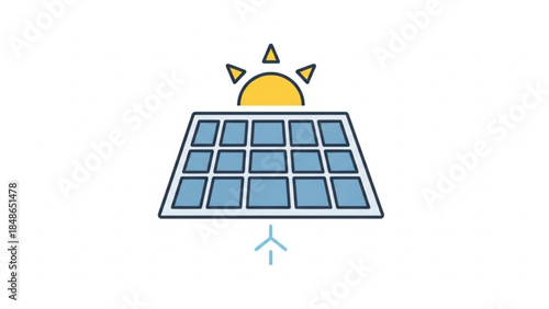 Harnessing Solar Energy: A clean and sustainable source of power. An illustration of a solar panel and the sun symbolizing a commitment to the environment and green technology.