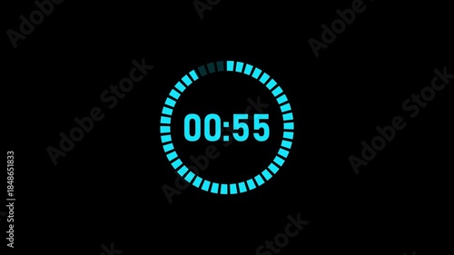 Wallpaper Mural Minimalist one minute countdown timer circular progress ring on black background for presentations workouts breaks focus sessions classrooms meetings productivity visuals digital clock animation . Torontodigital.ca