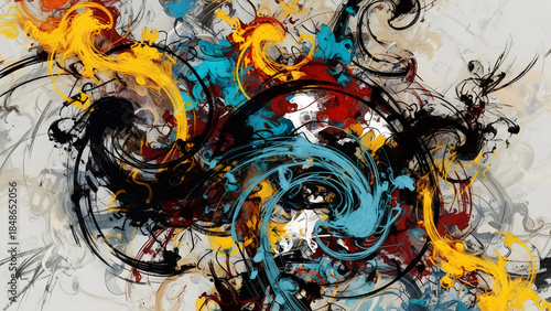 Abstract Swirling Colors in a Dynamic Flow - Vibrant and Artistic Design