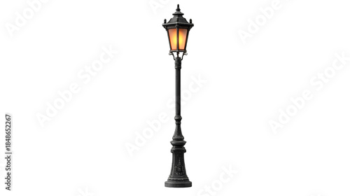 Traditional Victorian street lamp with decorative ironwork for urban design.