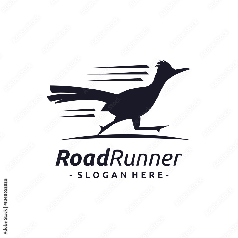 Obraz premium Roadrunner Logo Vector, Icon, Emblem, Speed Motion Logo Design Concept, Bird Creative Symbol.
