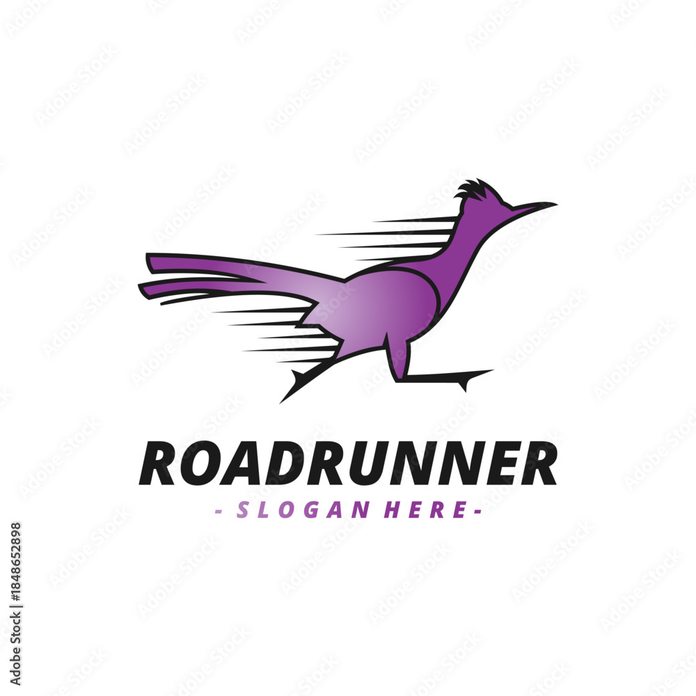 Fototapeta premium Roadrunner Logo Vector, Icon, Emblem, Speed Motion Logo Design Concept, Bird Creative Symbol.
