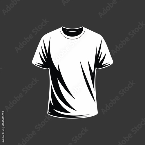White crew neck T shirt front view illustration.