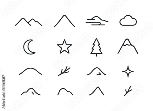 Party Icon Set. Party atmosphere icons. Filled icon set of party atmosphere icons: cone hat, two balloons,