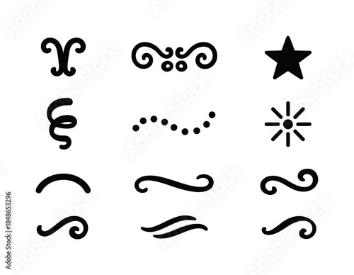 Winter Ridge Icons. Hazy winter ridgelines. Line outline icon set of Hazy winter ridgelines: layered mountains