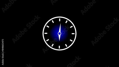 Wallpaper Mural Analog clock with blue glowing center and white hands on black background time face Torontodigital.ca