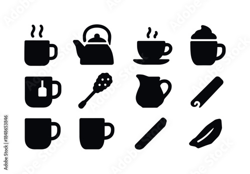 Cozy Holiday Icons. Holiday warmth indoors. Filled icon set of holiday warmth indoors: rolled blanket, candle