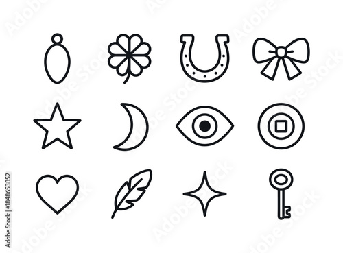 Festive Candle Icon Set. Festive candle holders. Line outline icon set of Festive candle holders: glass