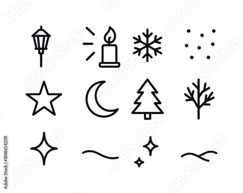 Holiday Baked Goods. Holiday baked goods. Line outline icon set of Holiday baked goods: cinnamon roll,