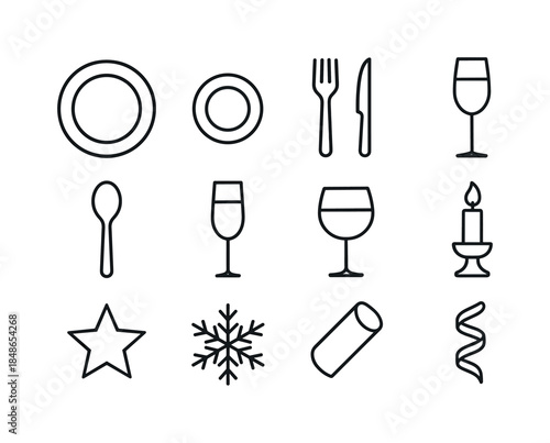 Winter Celebration Icons. Winter celebration bells. Line outline icon set of Winter celebration bells: bell