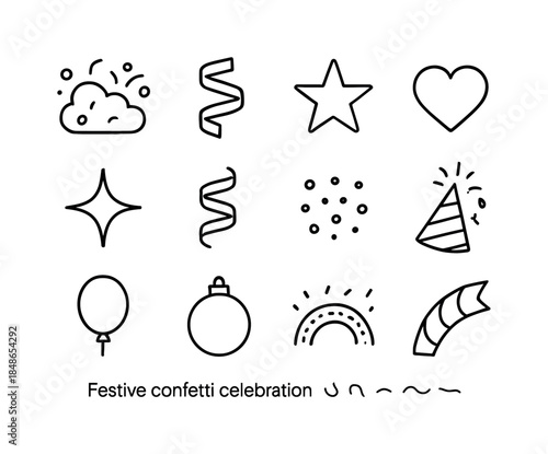 Holiday Table Icons. Holiday table arrangement. Line outline icon set of Holiday table arrangement: plate,