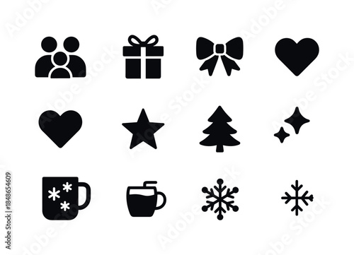 Cozy Winter Icons. Cozy outdoor winter scene. Line outline icon set of Cozy outdoor winter scene: picnic mat,
