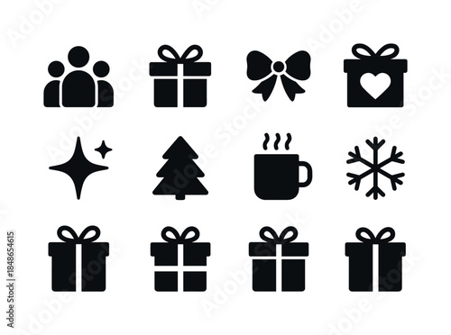 Winter Picnic Icons. Winter picnic delight. Line outline icon set of Winter picnic delight: steaming mug, tea