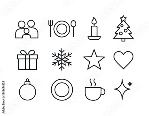 Cozy Winter Icons. Relaxed home winter vibes. Filled icon set of relaxed home winter vibes: throw cloth,