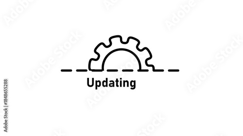 Wallpaper Mural Black Outline of a Gear and Updating Text on a White Background cogwheel mechanism Torontodigital.ca