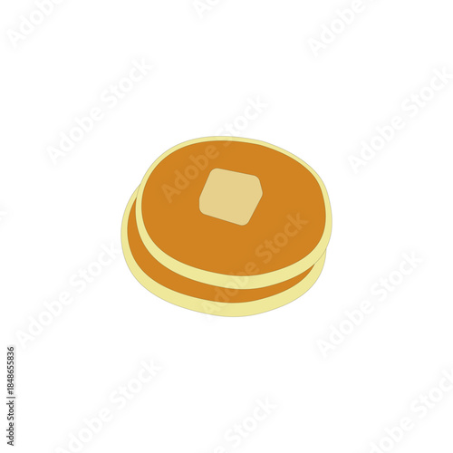 Pancake with butter slice vector illustration on white background. Breakfast food