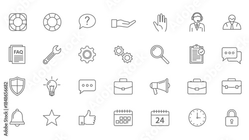 Business Communication and Office Services Icons Customer Engagement Management Tools