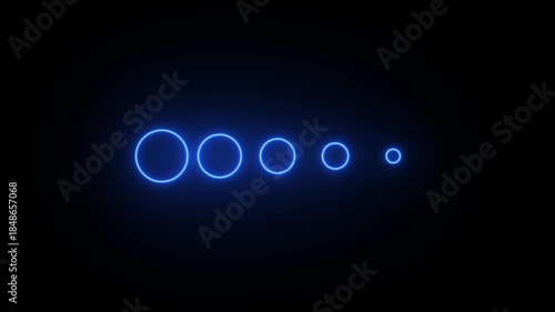 Wallpaper Mural Neon blue glowing circles in decreasing size on a black background rings Torontodigital.ca