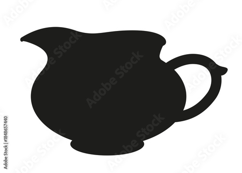 Silhouette of a traditional Chinese tea pitcher with handle and spout. Black vector icon for tea ceremony, kitchenware, or cultural themes.