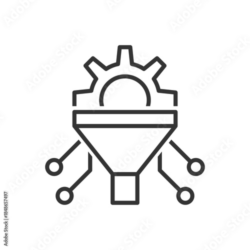 Smart Data Filter Icon - Funnel With Gear Icon