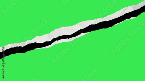 Animated torn paper animation transition on green screen background 4K