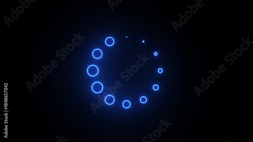 Wallpaper Mural Animated blue neon circles loading indicator on black background progress waiting Torontodigital.ca