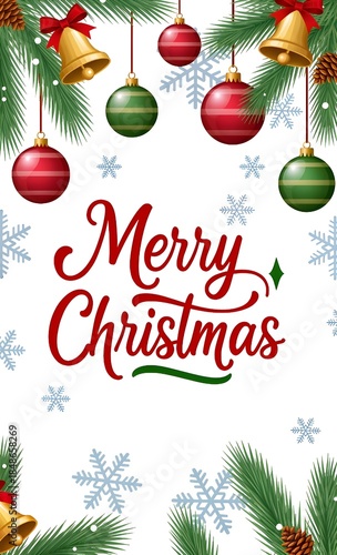 christmas card with christmas balls. Happy Merry christmas with greeting card