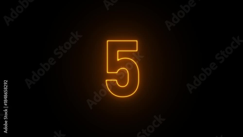 Wallpaper Mural Orange neon number 7 glowing on black background seven Torontodigital.ca