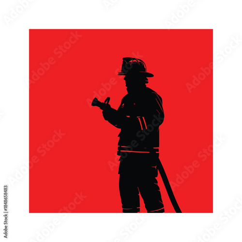 Firefighter silhouette Vector