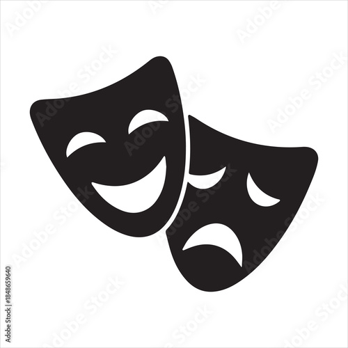 comedy and tragedy masks icon sign symbol, isolated on white background