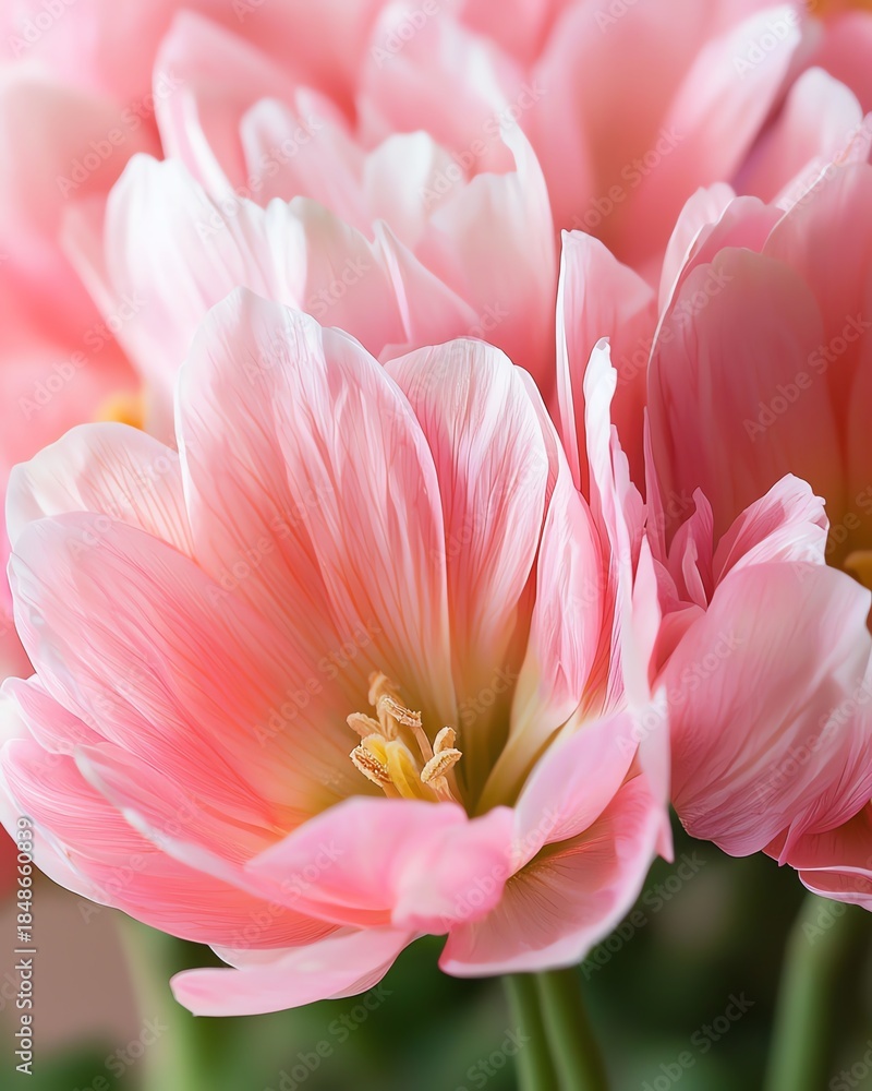 Fototapeta premium Soft petals clustered in glow, spring flowers, warm comforting bloom